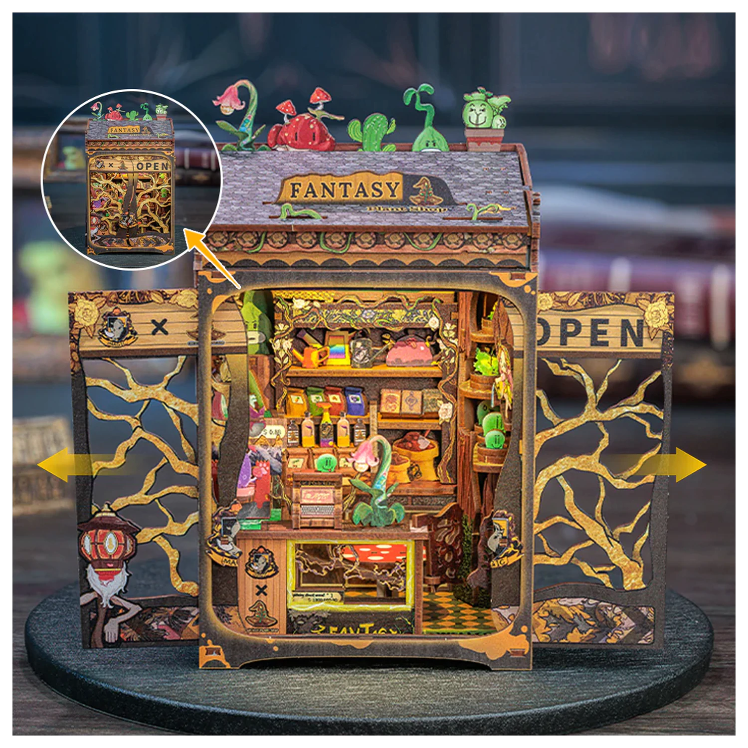 MINIATURE HOUSE DIY Fantasy Plant Shop 146 piese + LED Light set de constructie poza produsului
