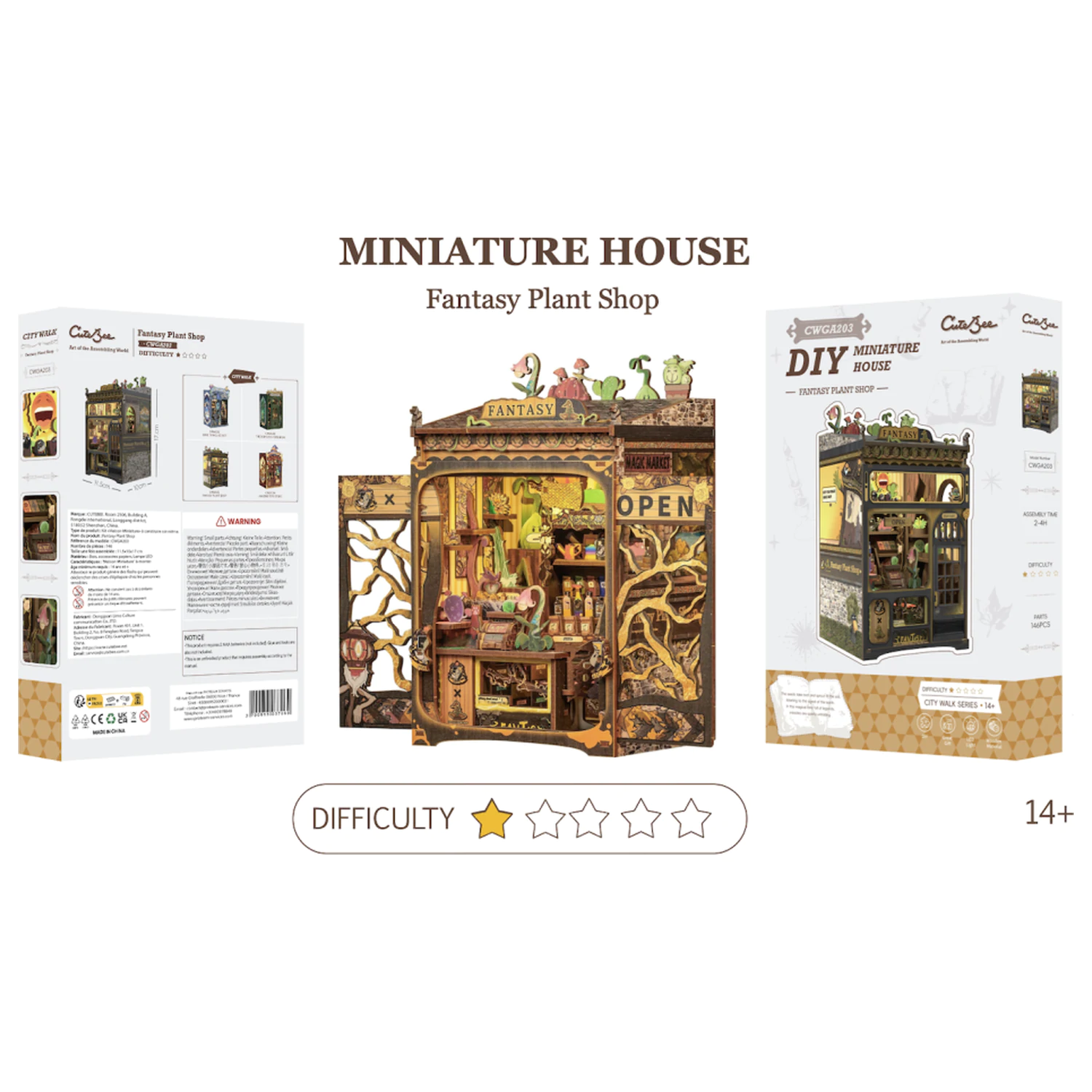 MINIATURE HOUSE DIY Fantasy Plant Shop 146 piese + LED Light set de constructie poza produsului