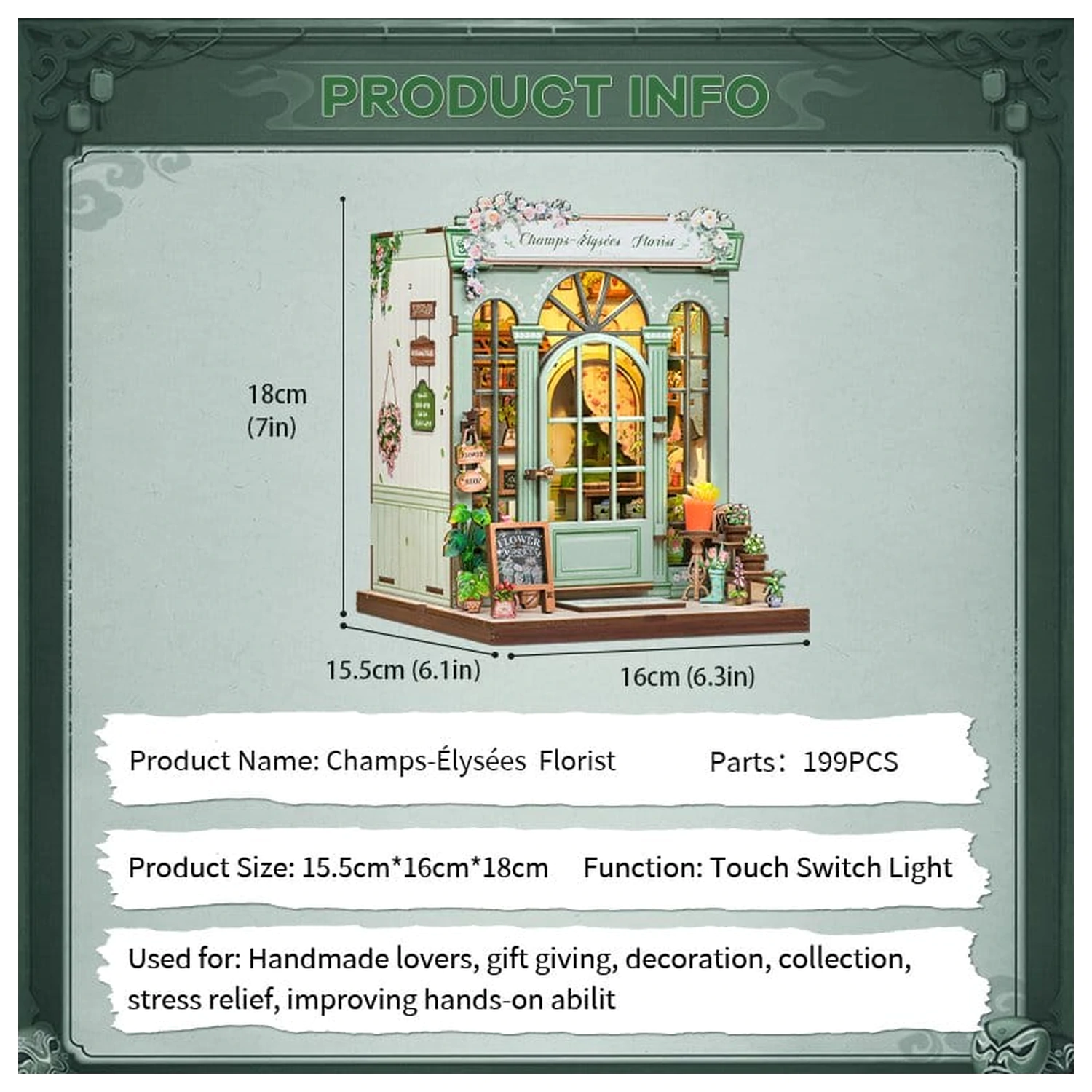 Kit Model Casa Miniatura Florarie Champs-Élysées 18 x 16 cm poza produsului