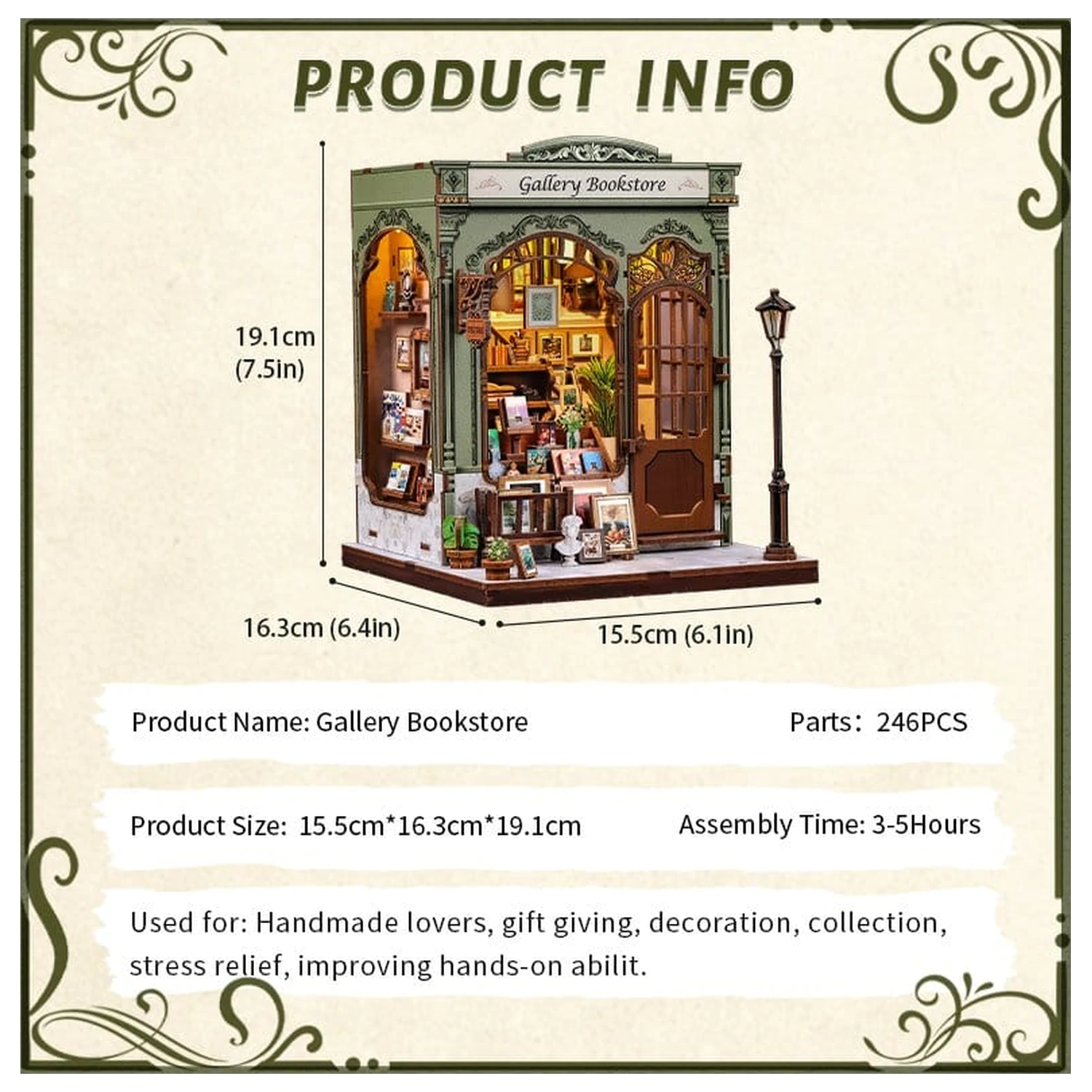 Kit model casa in miniatura Gallery Bookstore 20 x 16 cm poza produsului