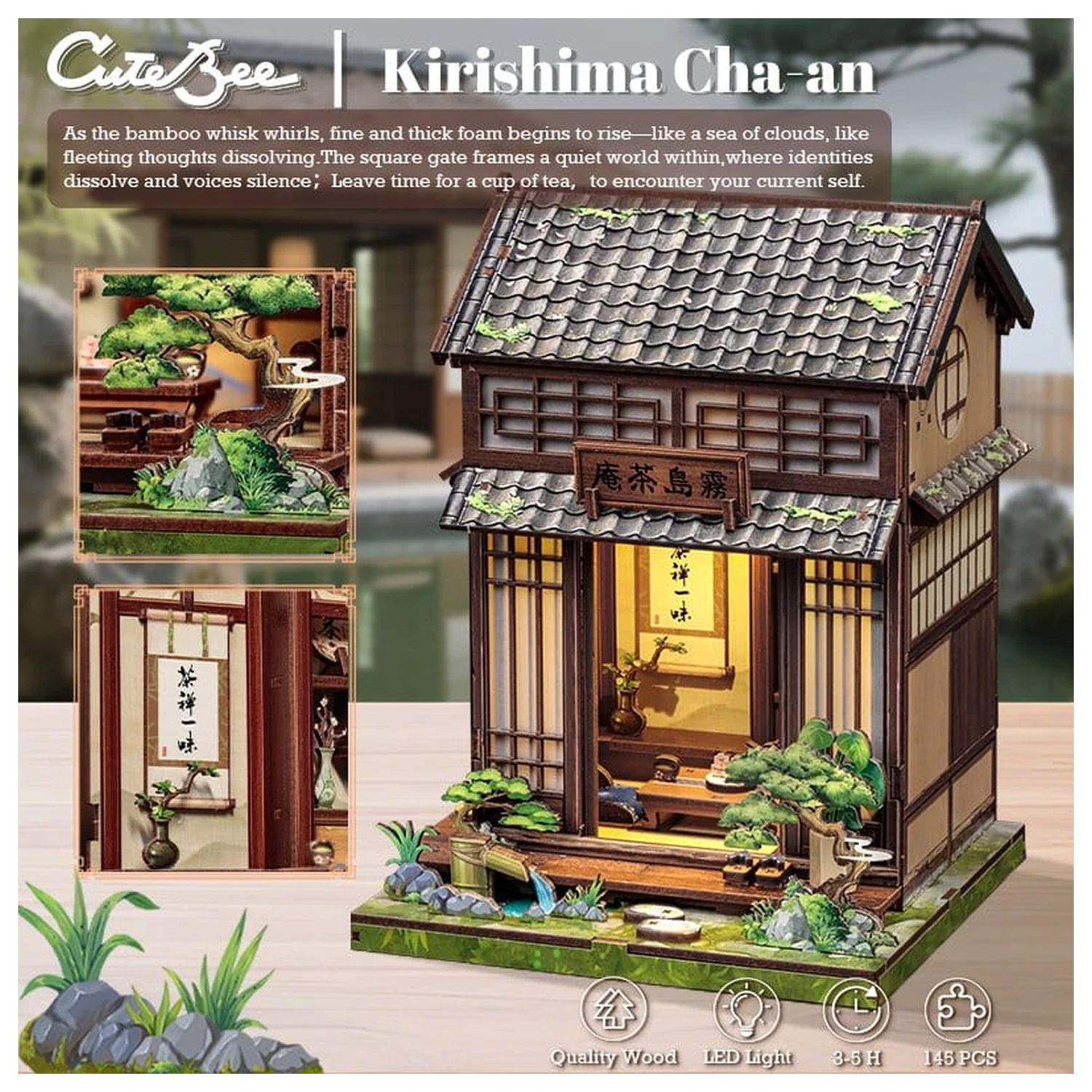 Miniature House Model Kit Kirishima Cha-an 19 x 14 cm poza produsului