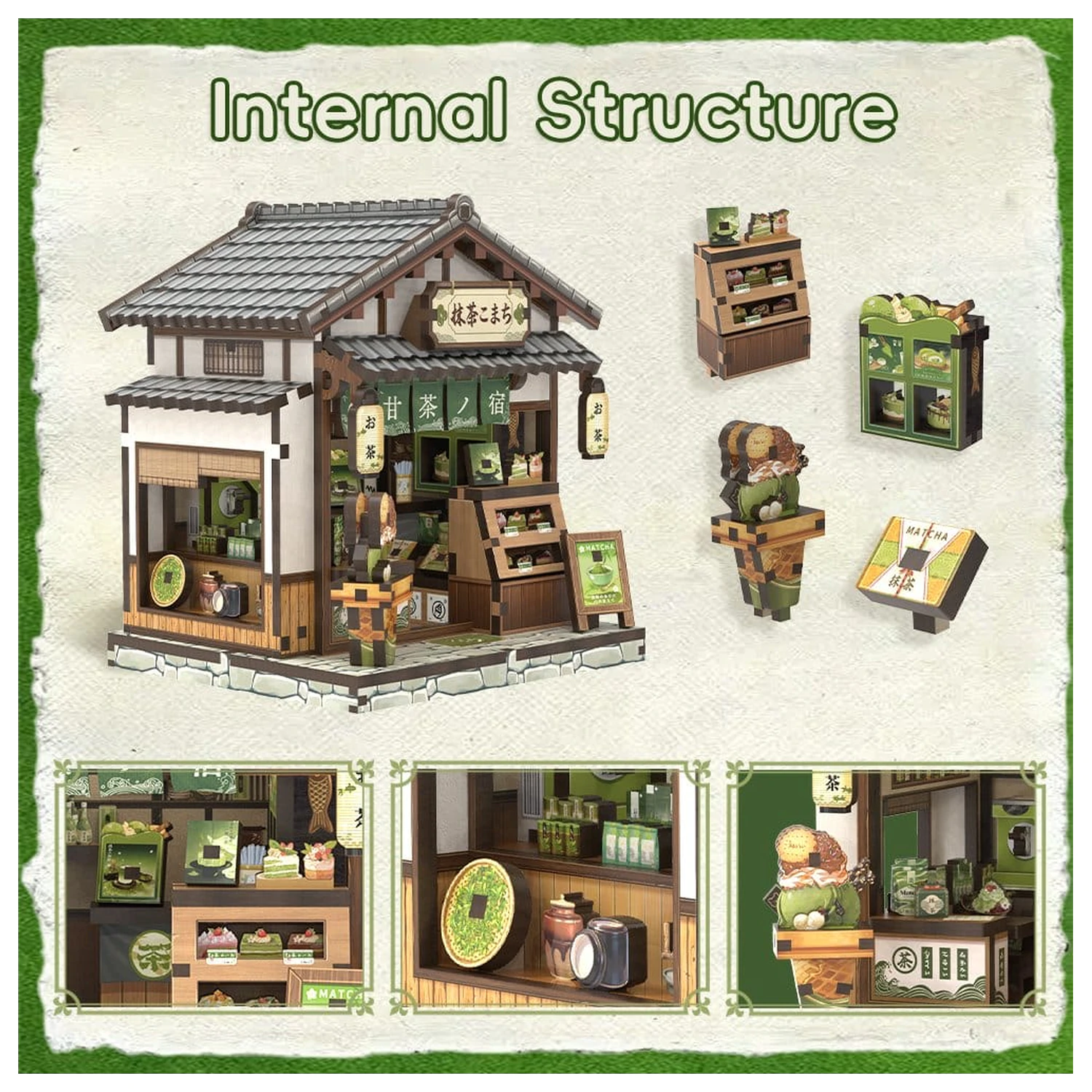 Miniature House Model Kit Kyoto Matcha Cottage 11 x 9 cm poza produsului