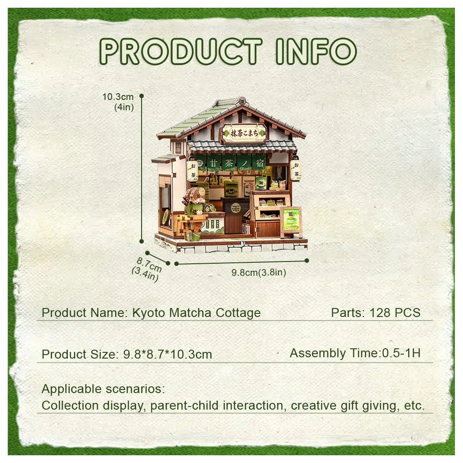 Miniature House Model Kit Kyoto Matcha Cottage 11 x 9 cm poza produsului