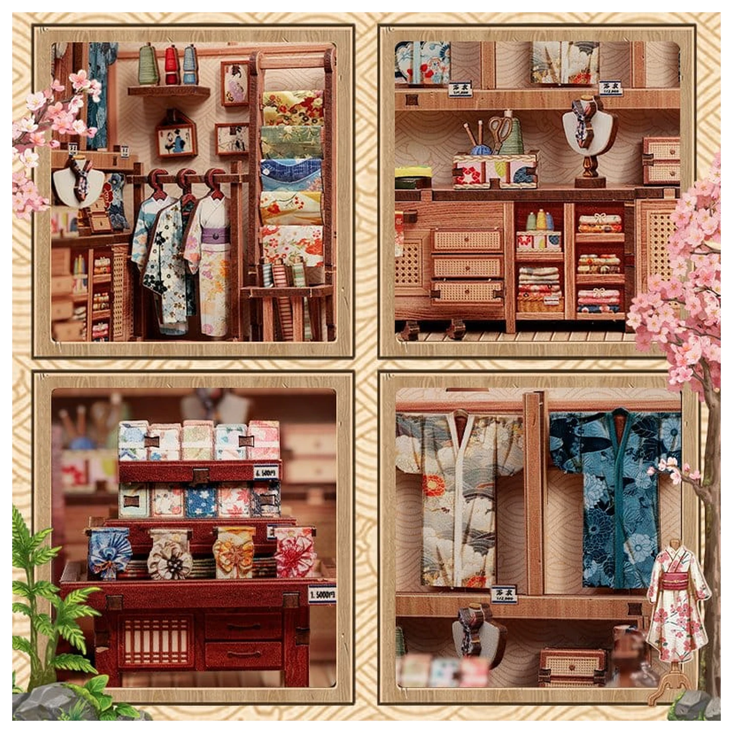 Kit model casa miniaturala Sakura O Kimono Shop 19 x 14 cm poza produsului