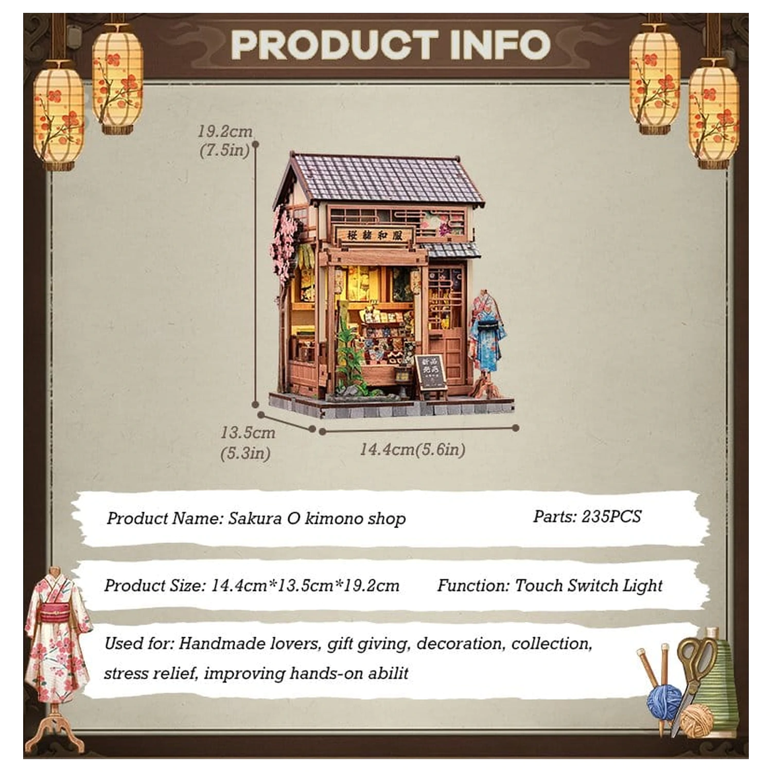Kit model casa miniaturala Sakura O Kimono Shop 19 x 14 cm poza produsului