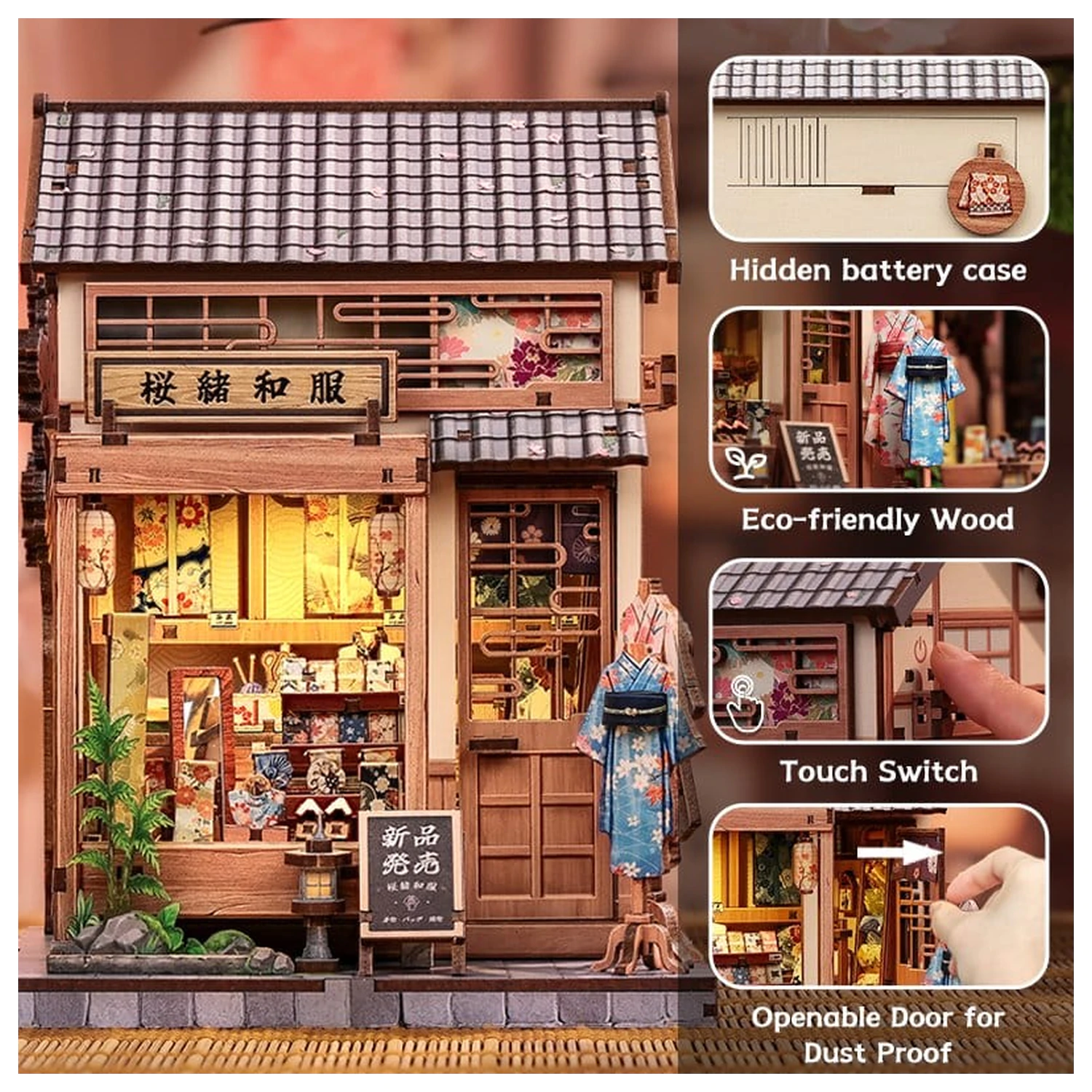 Kit model casa miniaturala Sakura O Kimono Shop 19 x 14 cm poza produsului