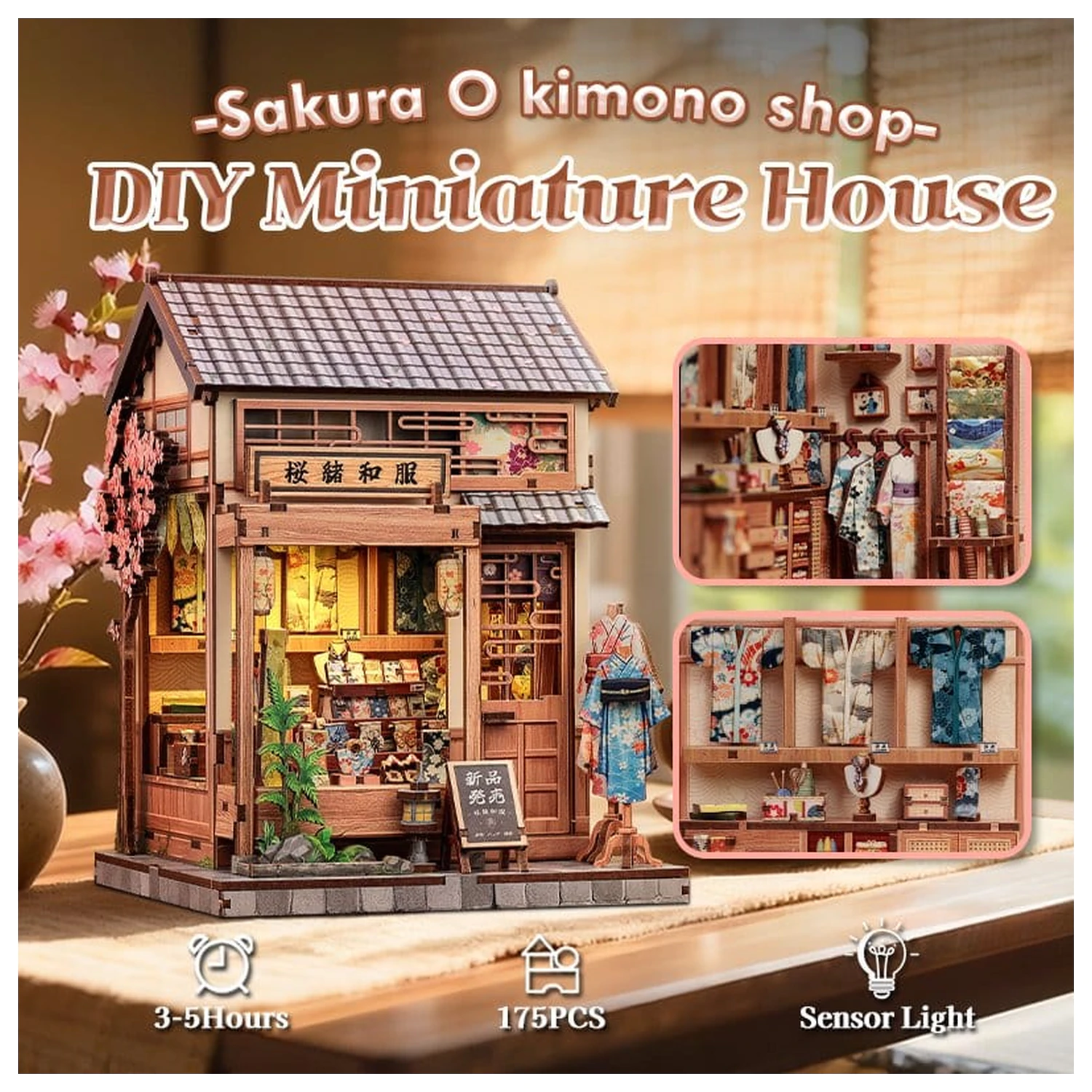 Kit model casa miniaturala Sakura O Kimono Shop 19 x 14 cm poza produsului