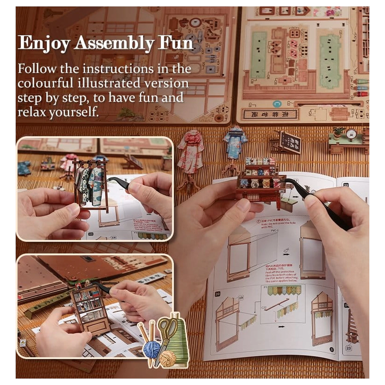 Kit model casa miniaturala Sakura O Kimono Shop 19 x 14 cm poza produsului