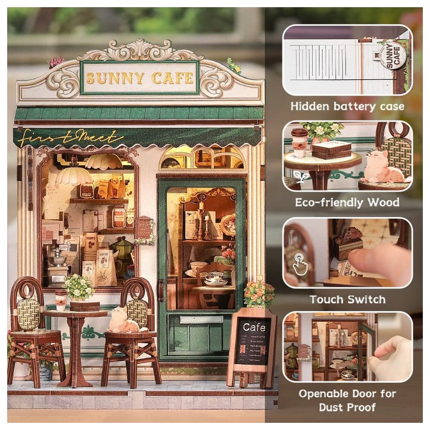 Set de model casuta miniaturala Sunny Cafe 20 x 16 cm poza produsului