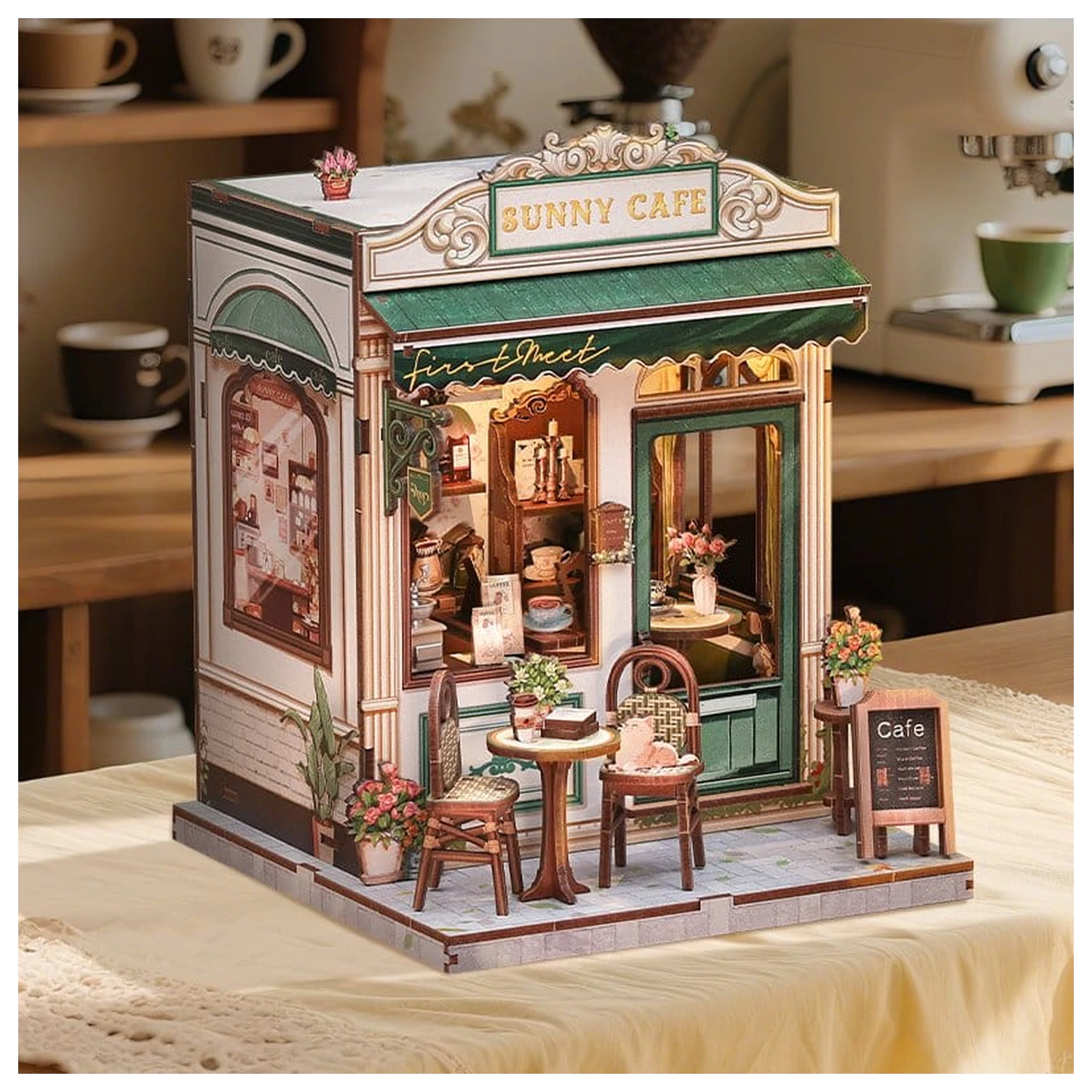 Set de model casuta miniaturala Sunny Cafe 20 x 16 cm poza produsului