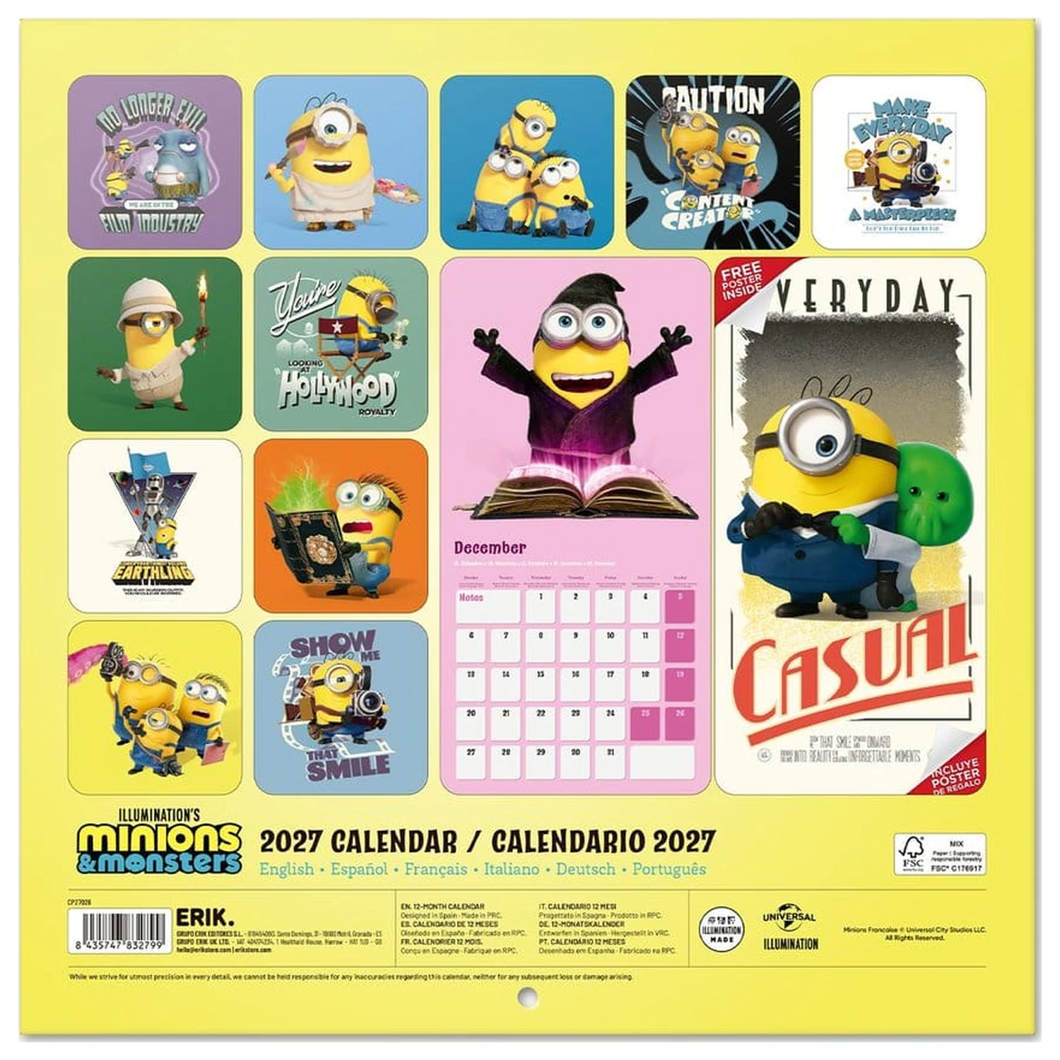 Minions Calendar de perete 2027 30 x 30 cm poza produsului