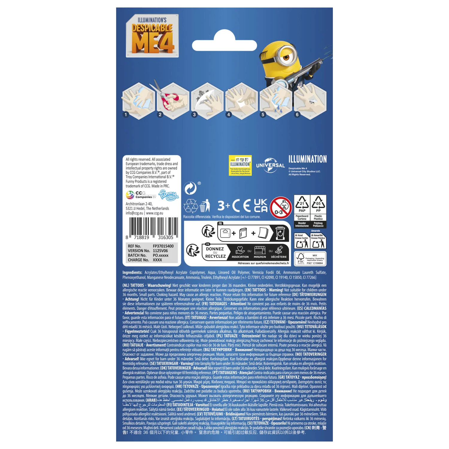 Minions Family Tattoo 12 bucăți poza produsului