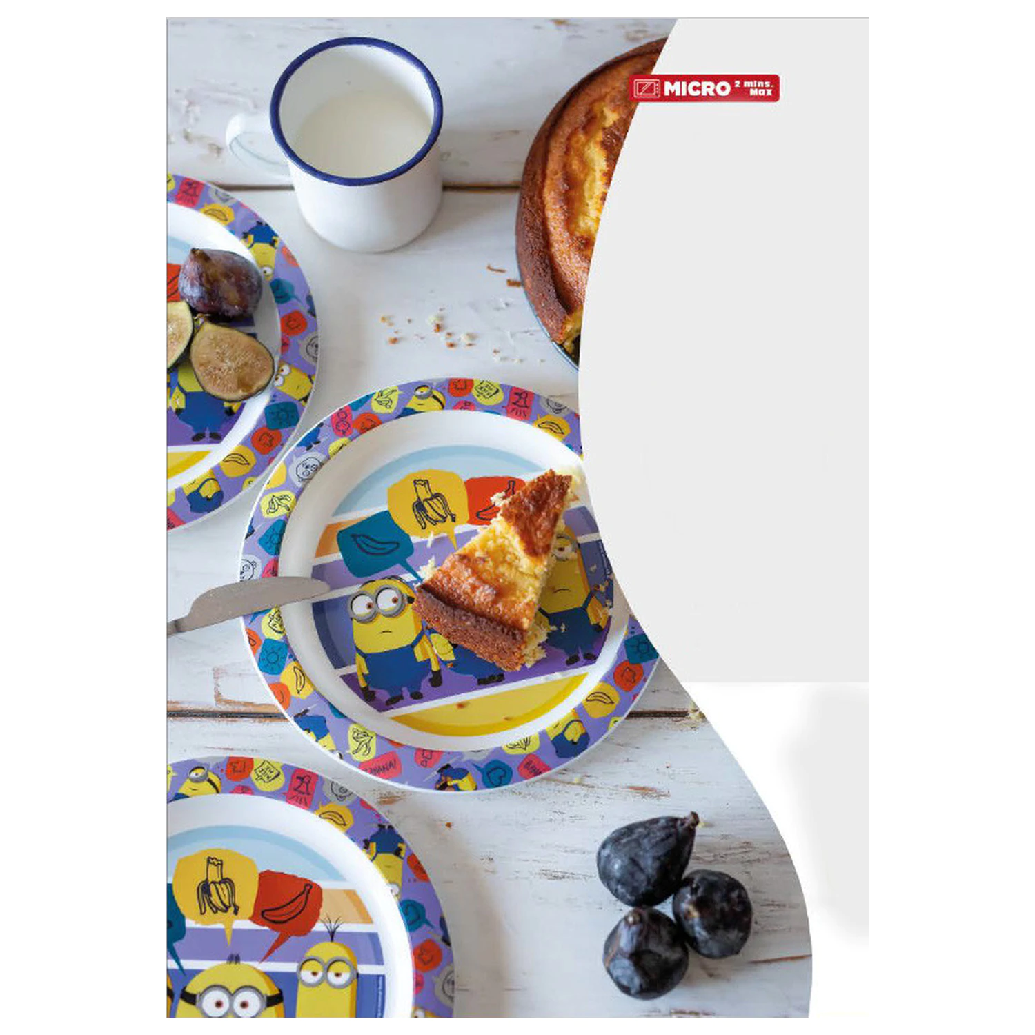 Minions Striped Dinnerware, set micro plastic cu cana poza produsului