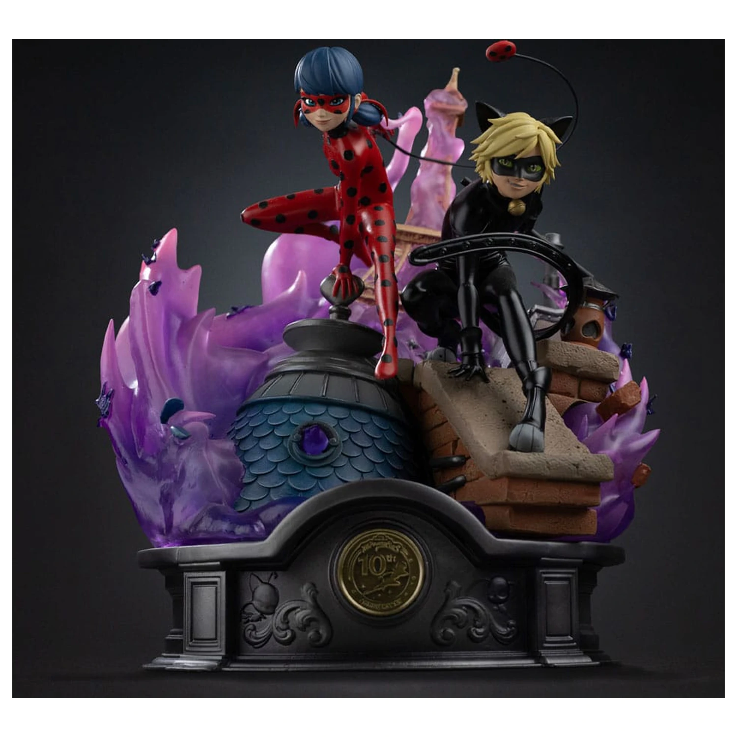 Miraculous Deluxe Art Scale Statue Scară Artistică Deluxe 1/10 Lady Bug și Cat Noir Ediție Semnată 23 cm poza produsului
