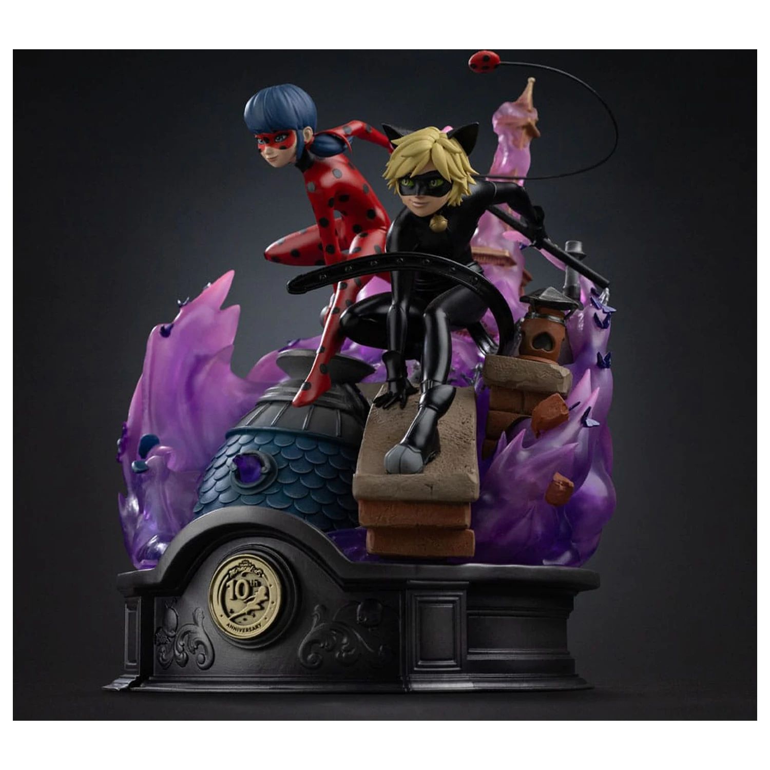 Miraculous Deluxe Art Scale Statue Scară Artistică Deluxe 1/10 Lady Bug și Cat Noir Ediție Semnată 23 cm poza produsului