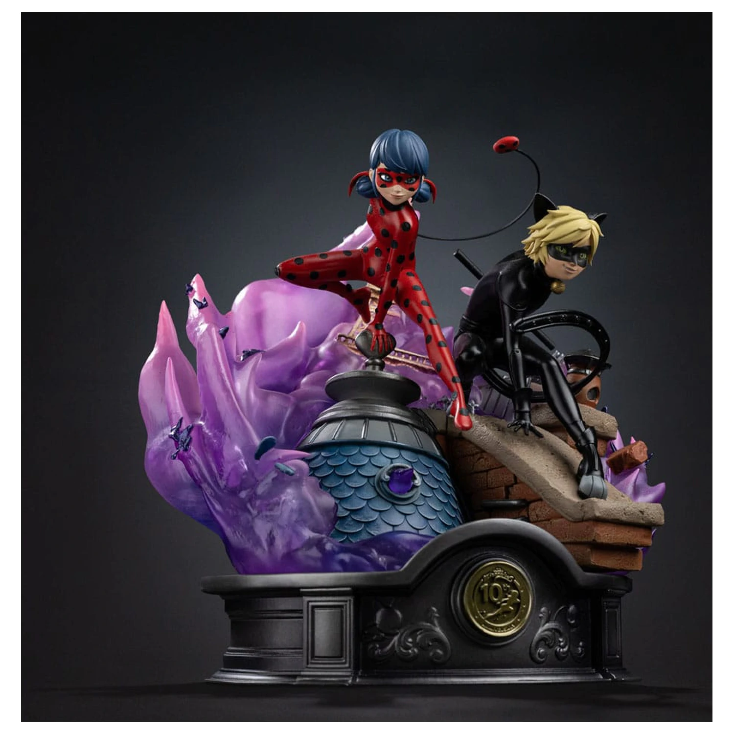 Miraculous Deluxe Art Scale Statue Scară Artistică Deluxe 1/10 Lady Bug și Cat Noir Ediție Semnată 23 cm poza produsului