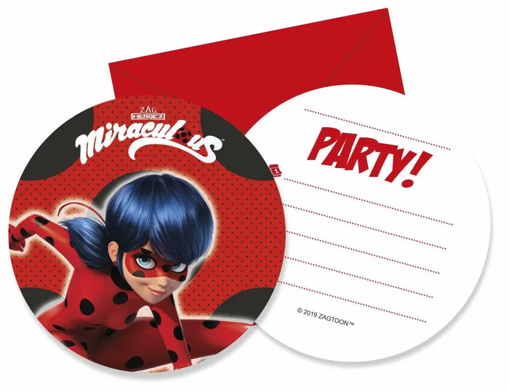 Miraculous Ladybug Invitations 6 buc poza produsului