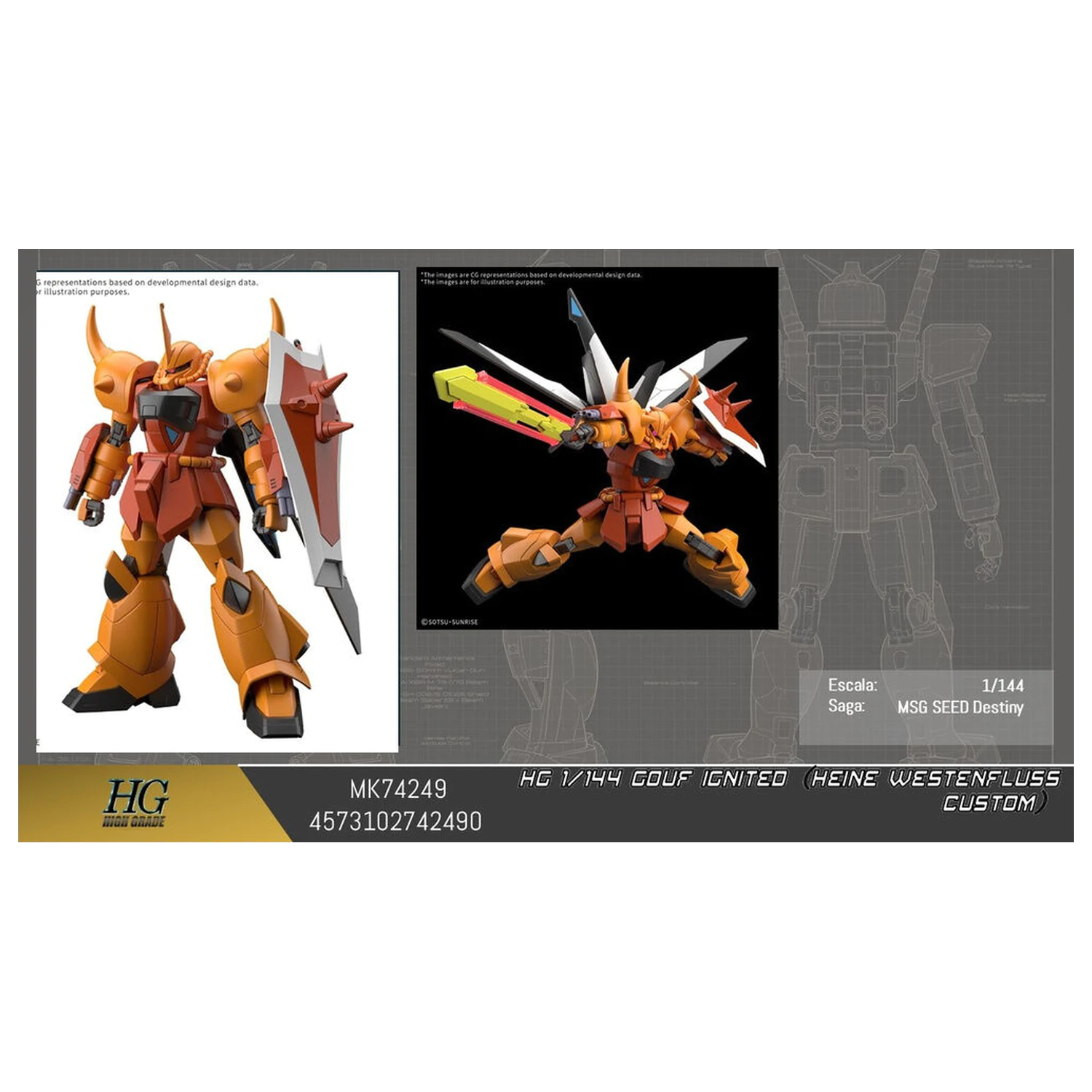 Mobile Suit Gundam HG 1/144 Gouf Ignited model de kit personalizat Heine Westenfluss poza produsului