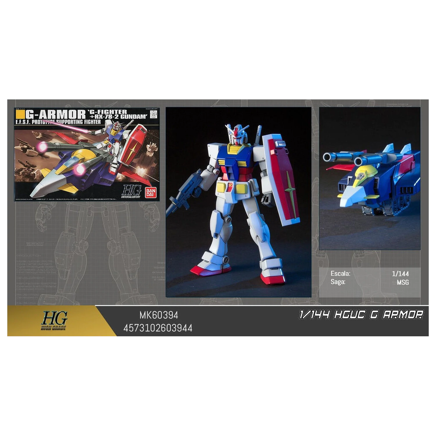 Mobile Suit Gundam HGUC 1/144 G-Armor G-Fighter PX-78-2 kit model figurina poza produsului
