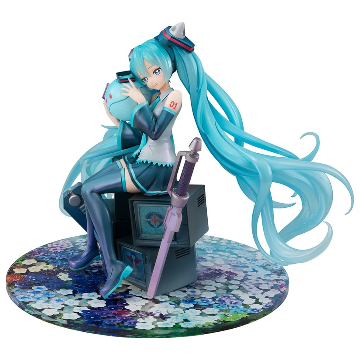 Mobile Suit Gundam x Hatsune Miku Lucrea PVC Statuie Hatsune Miku x OO Gundam 45th Anniversary 17 cm poza produsului