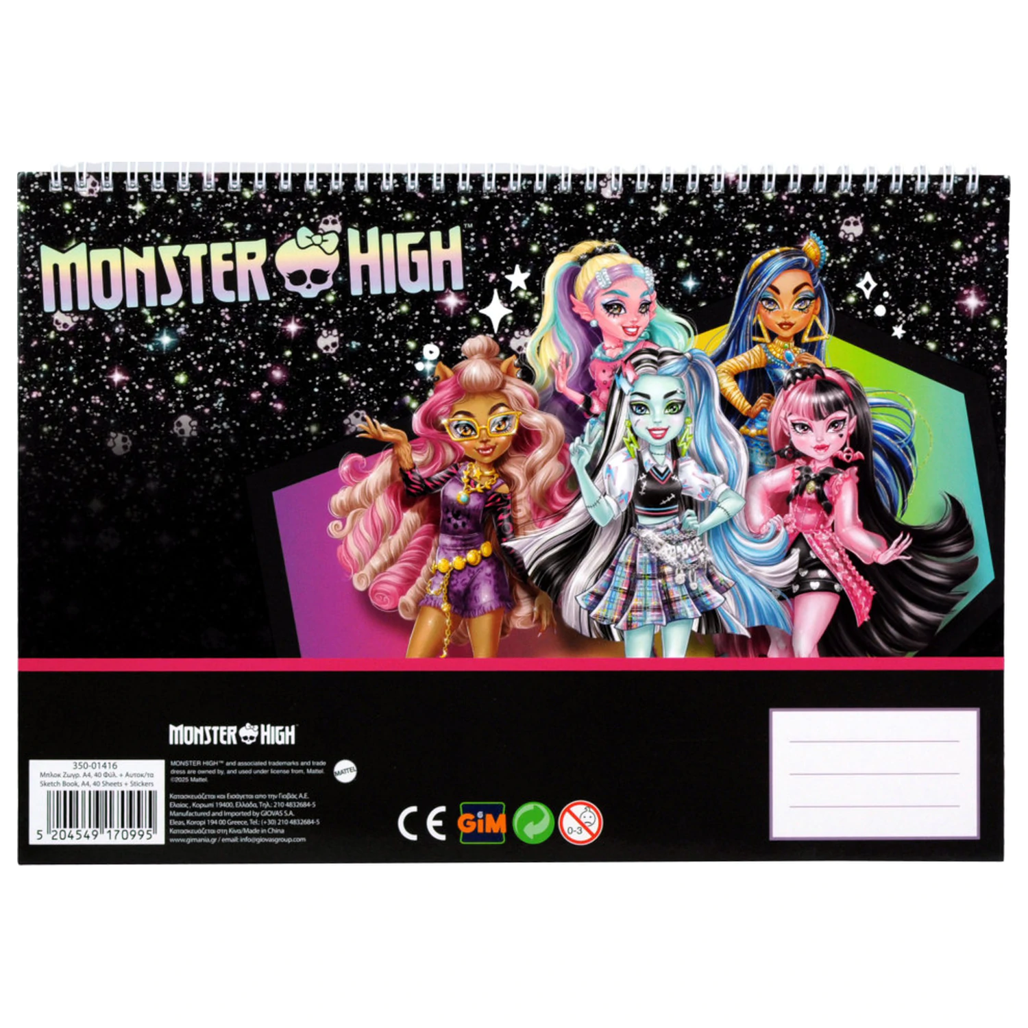 Monster High Crew A4 Bloc de schite spiralat 40 pagini cu autocolante poza produsului