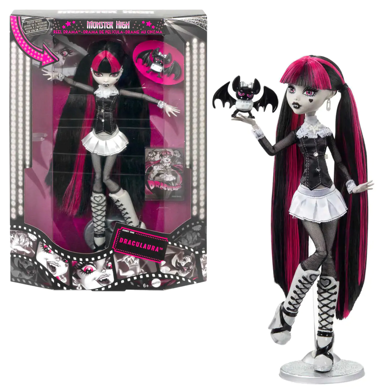 Monster High Reel Drama Draculaura păpușă [AMBALAJ DETERIORAT] poza produsului