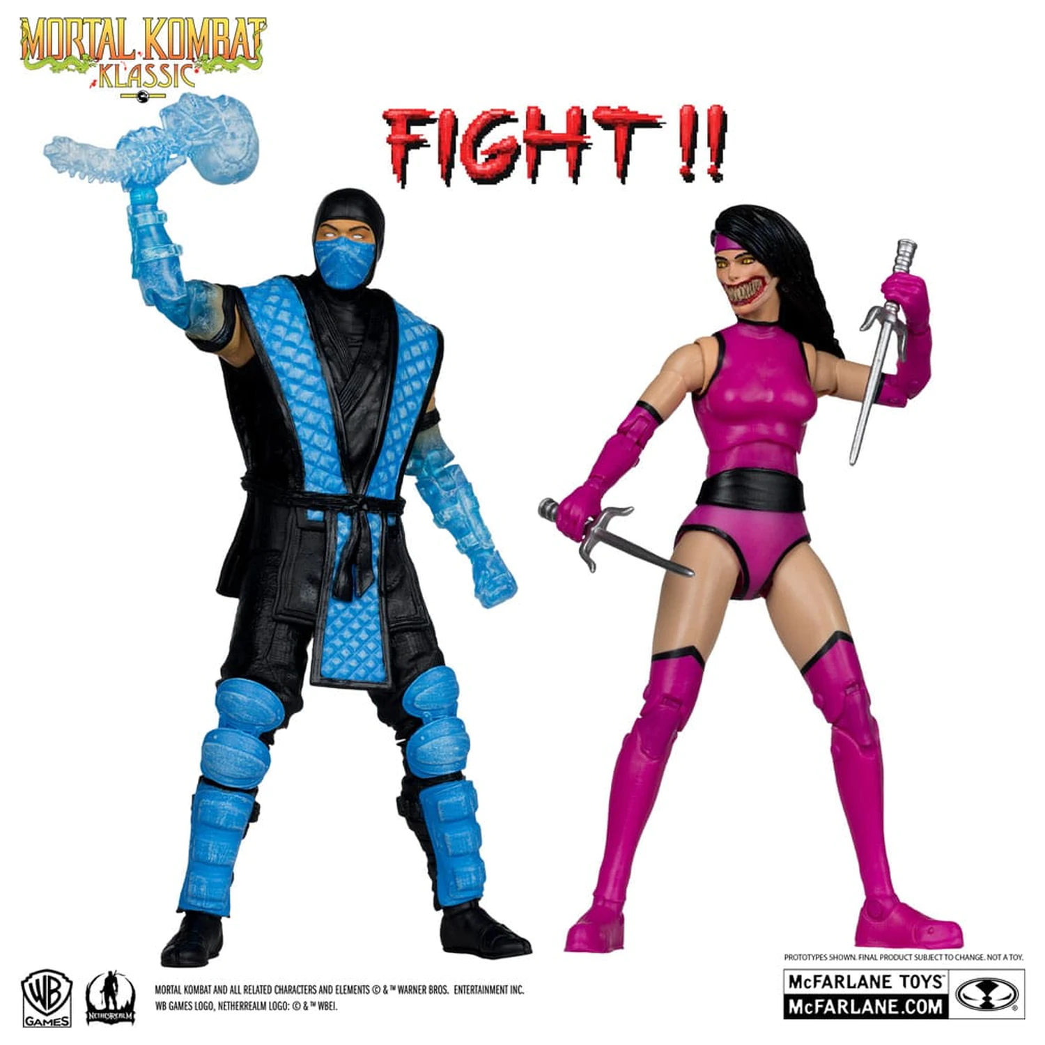 Mortal Kombat figurina de actiune pachet de 2 Sub-Zero vs. Mileena (Klassiks) 18 cm poza produsului