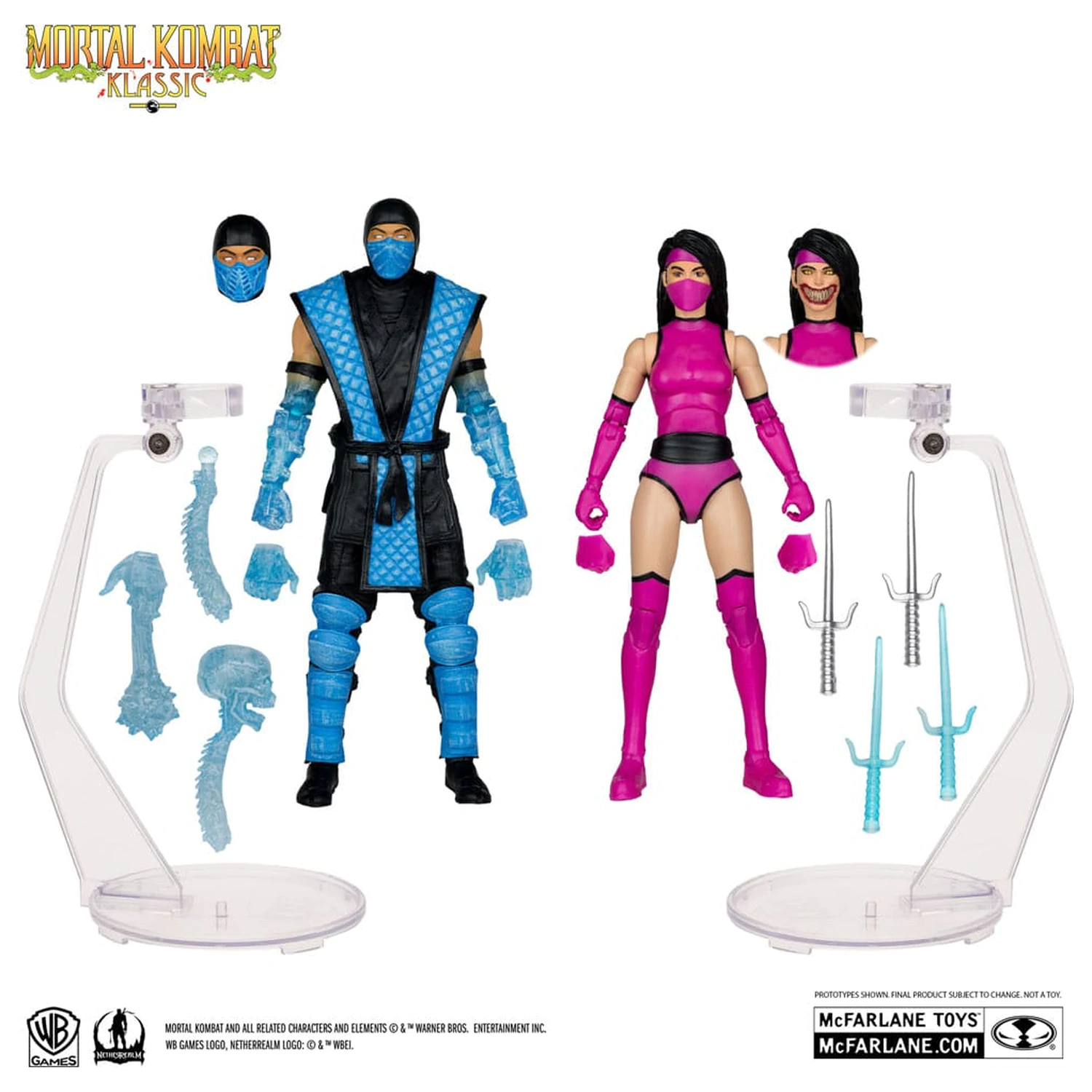 Mortal Kombat figurina de actiune pachet de 2 Sub-Zero vs. Mileena (Klassiks) 18 cm poza produsului