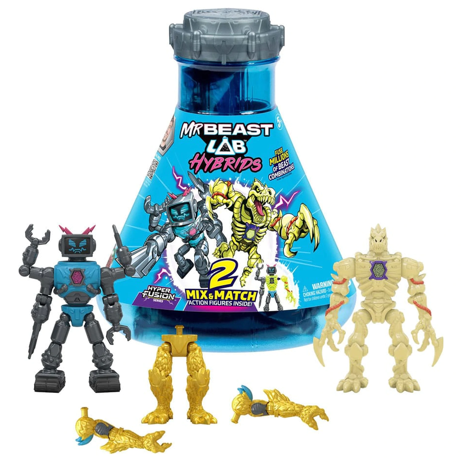 Mr. Beast Lab Hybrids Series 2 Mini Figurine pachet de 2 Lab-Bot vs Gid Skeleton 11 cm poza produsului