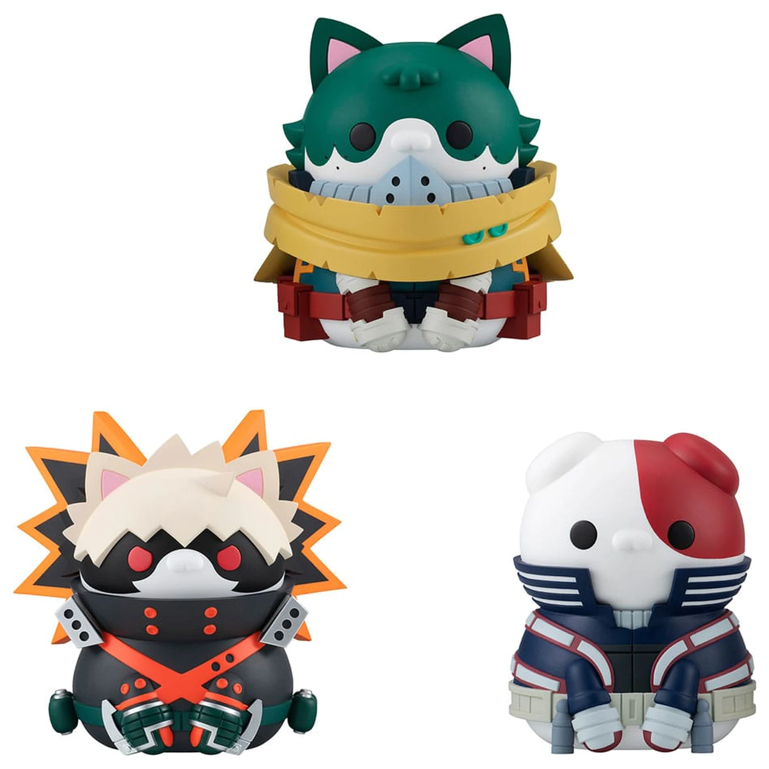 My Hero Academia Mega Cat Project Nyanto! The Big Heroaca Cats Series Trading Figure 3-Pack Izuku Midoriya & Katsuki Bakugo & Shoto Todoroki 12 cm poza produsului