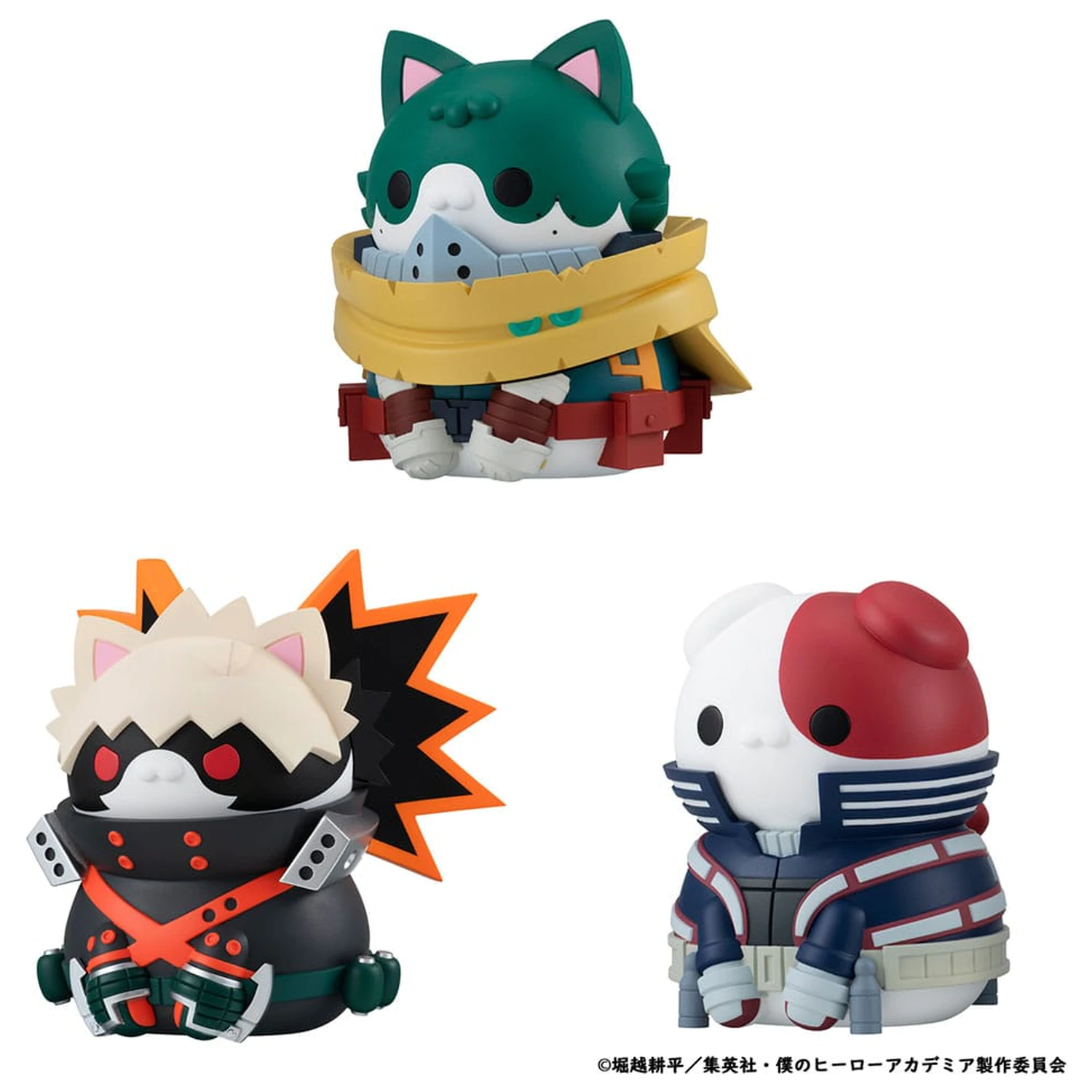 My Hero Academia Mega Cat Project Nyanto! The Big Heroaca Cats Series Trading Figure 3-Pack Izuku Midoriya & Katsuki Bakugo & Shoto Todoroki 12 cm poza produsului