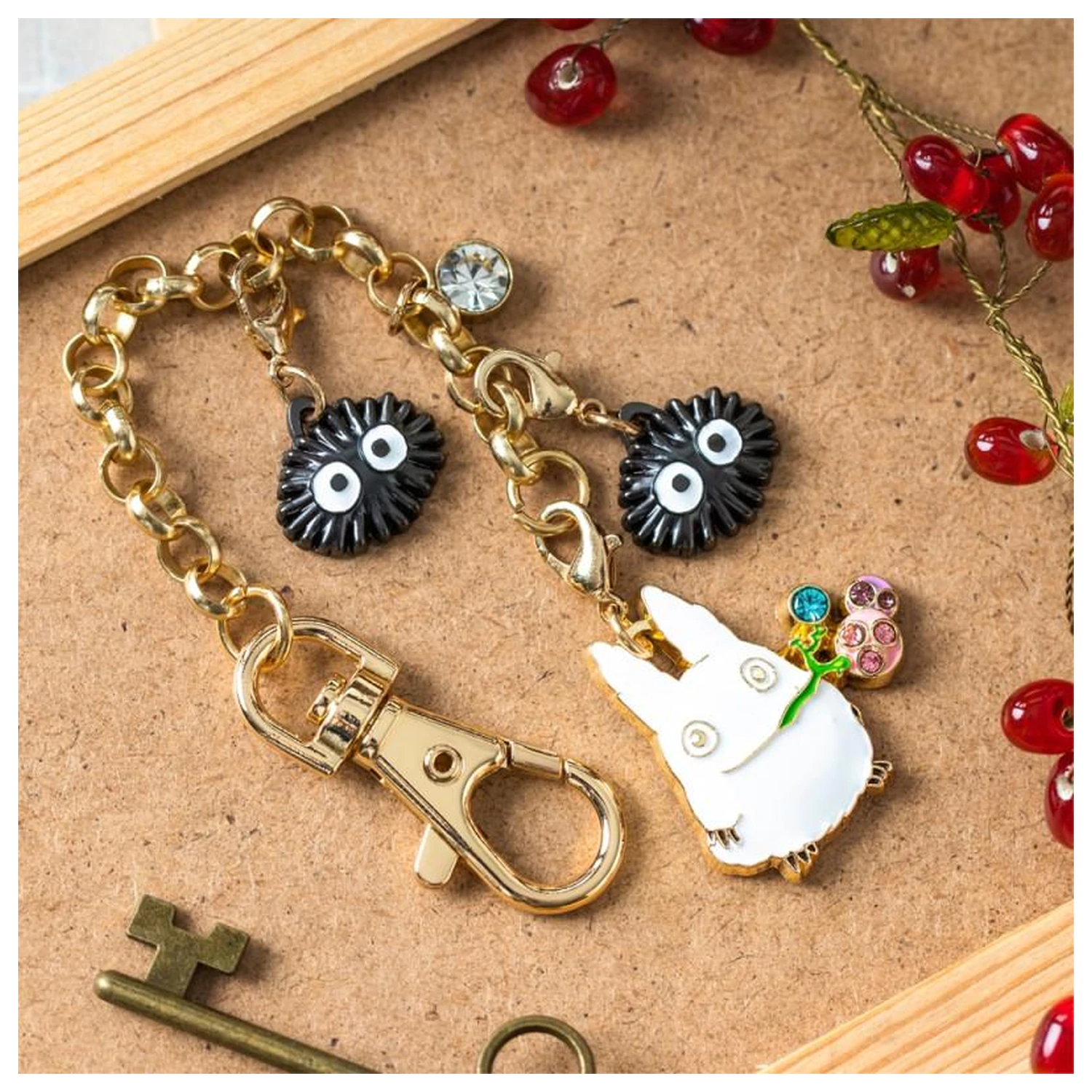 My Neighbor Totoro White Totoro & Fruits Chainette brelocuri tip charms poza produsului