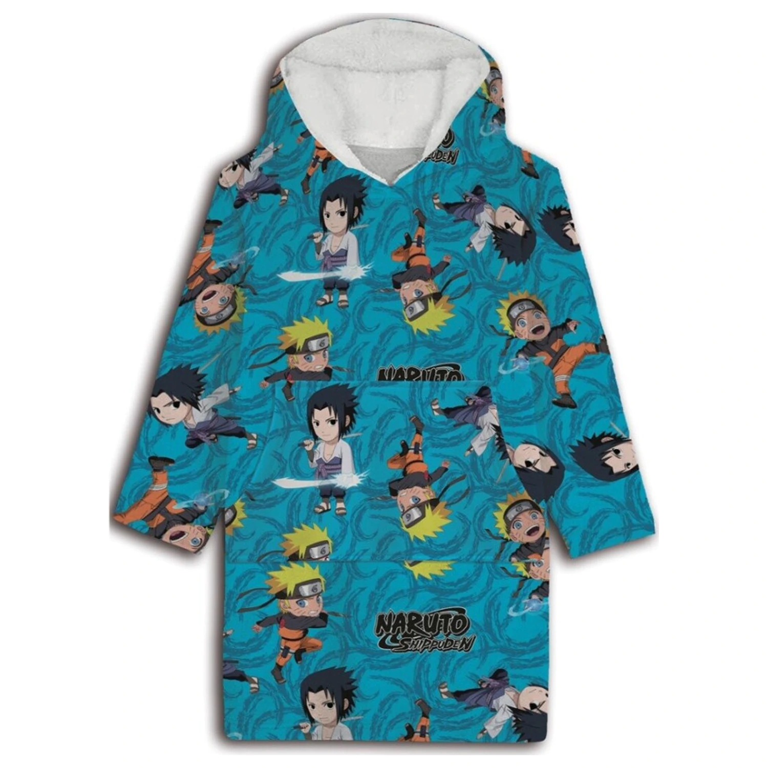 Naruto Chibi Wearable Plush Fleece Blanket Poncho pentru 7-14 ani poza produsului