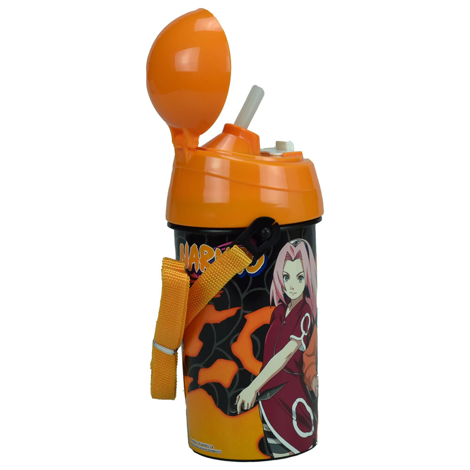 Naruto Fire plastic straw water bottle cu hanger 500 ml poza produsului