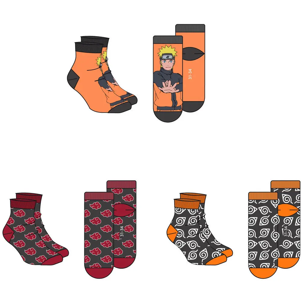 Naruto Shippuden pachet asortat 3 șosete adult poza produsului