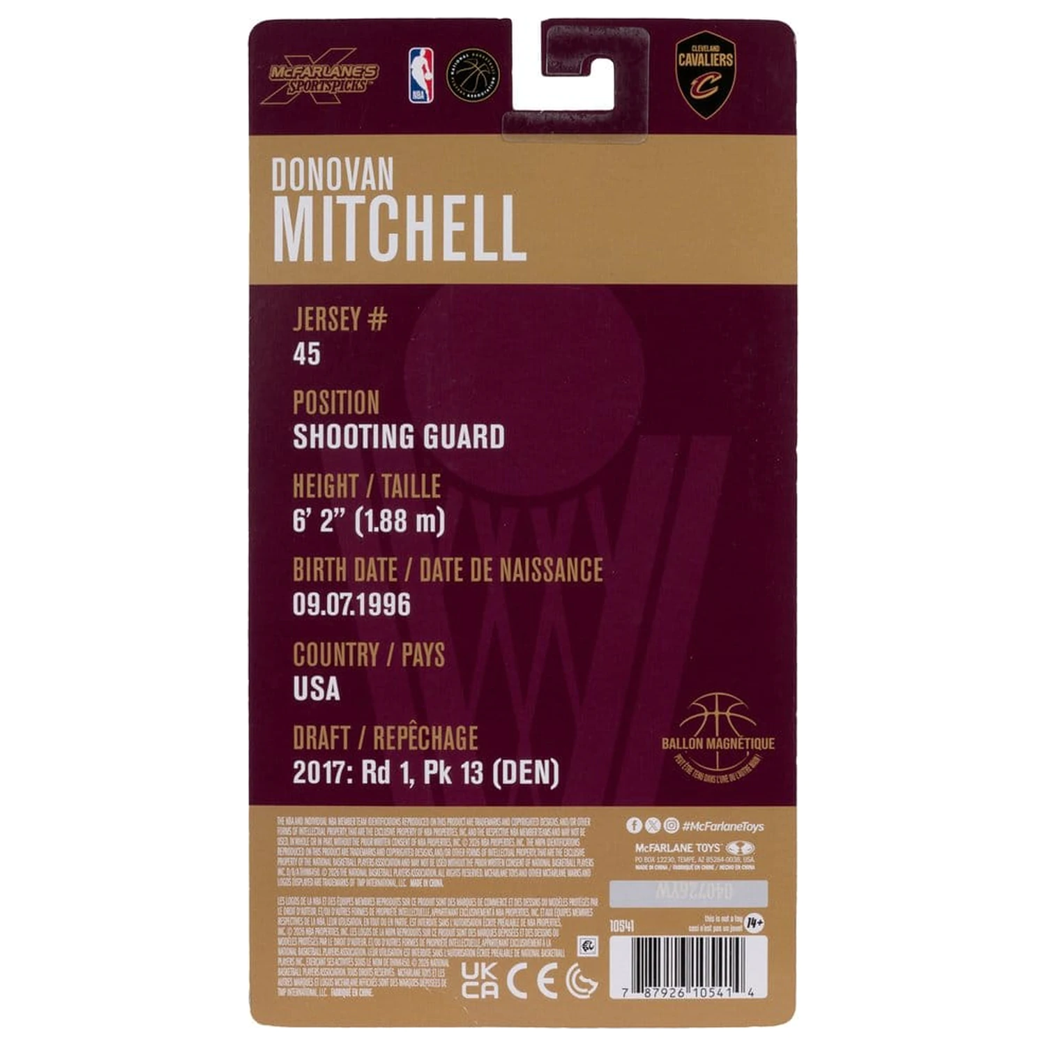 Figurina NBA SportsPicks Action Figure Donovan Mitchell Cleveland Cavaliers 15 cm poza produsului