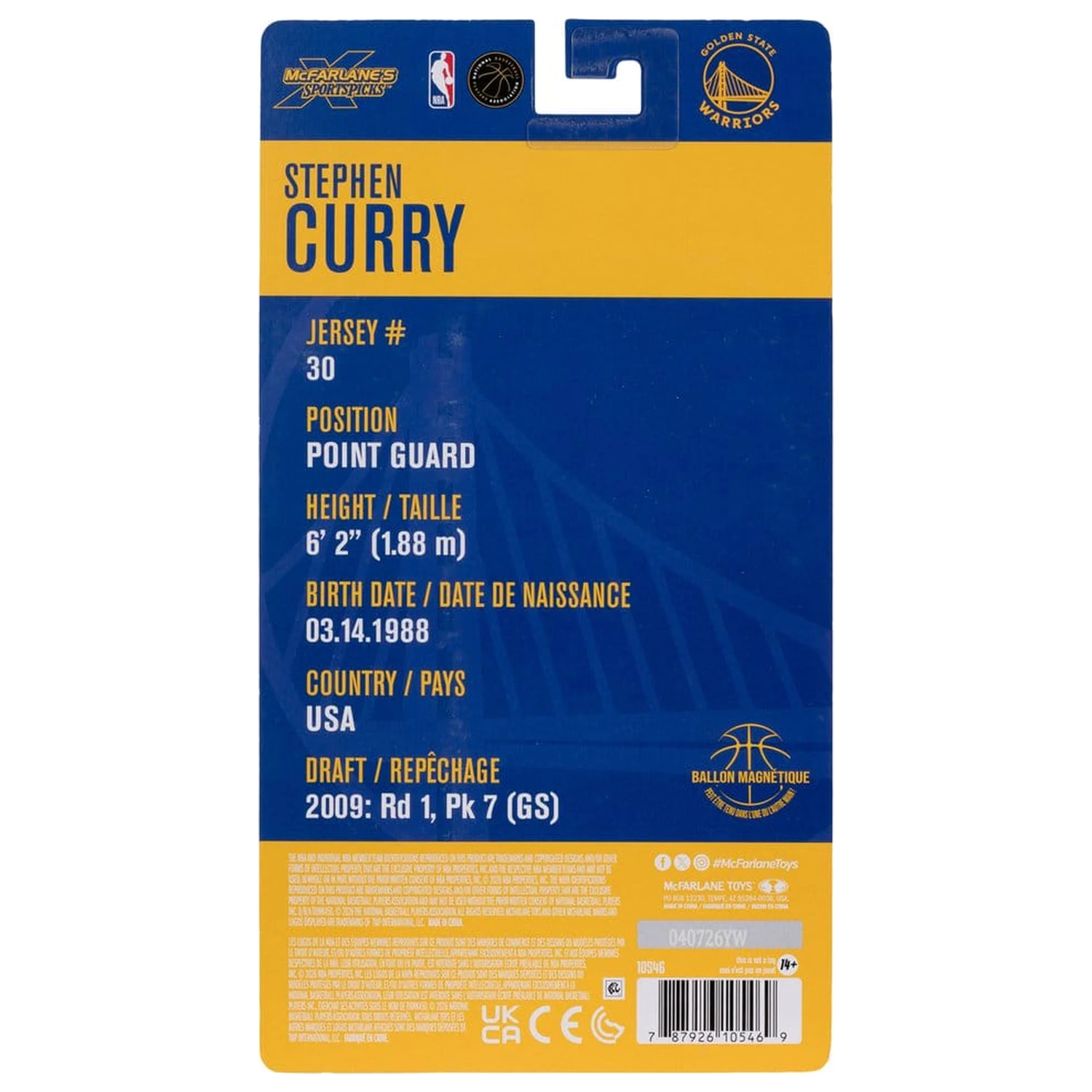 NBA SportsPicks figurina de actiune Stephen Curry (Golden State Warriors) 15 cm poza produsului