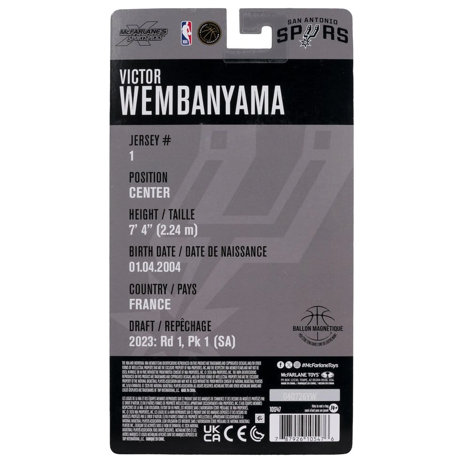 NBA SportsPicks figurina de actiune Victor Wembanyama (San Antonio Spurs) 17 cm poza produsului
