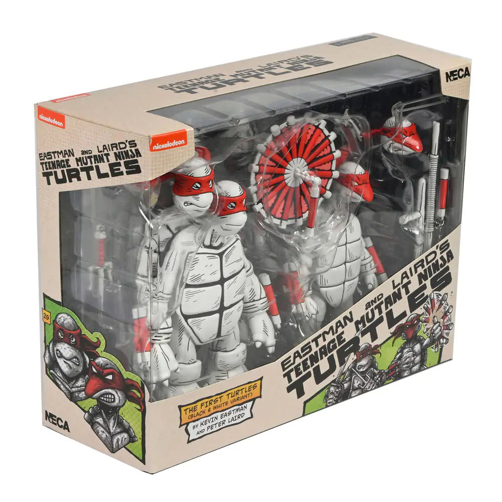 Ninja Turtles Teenage Mutant Ninja The Firts Turtles Black & White pachet 2 figurine 18cm poza produsului