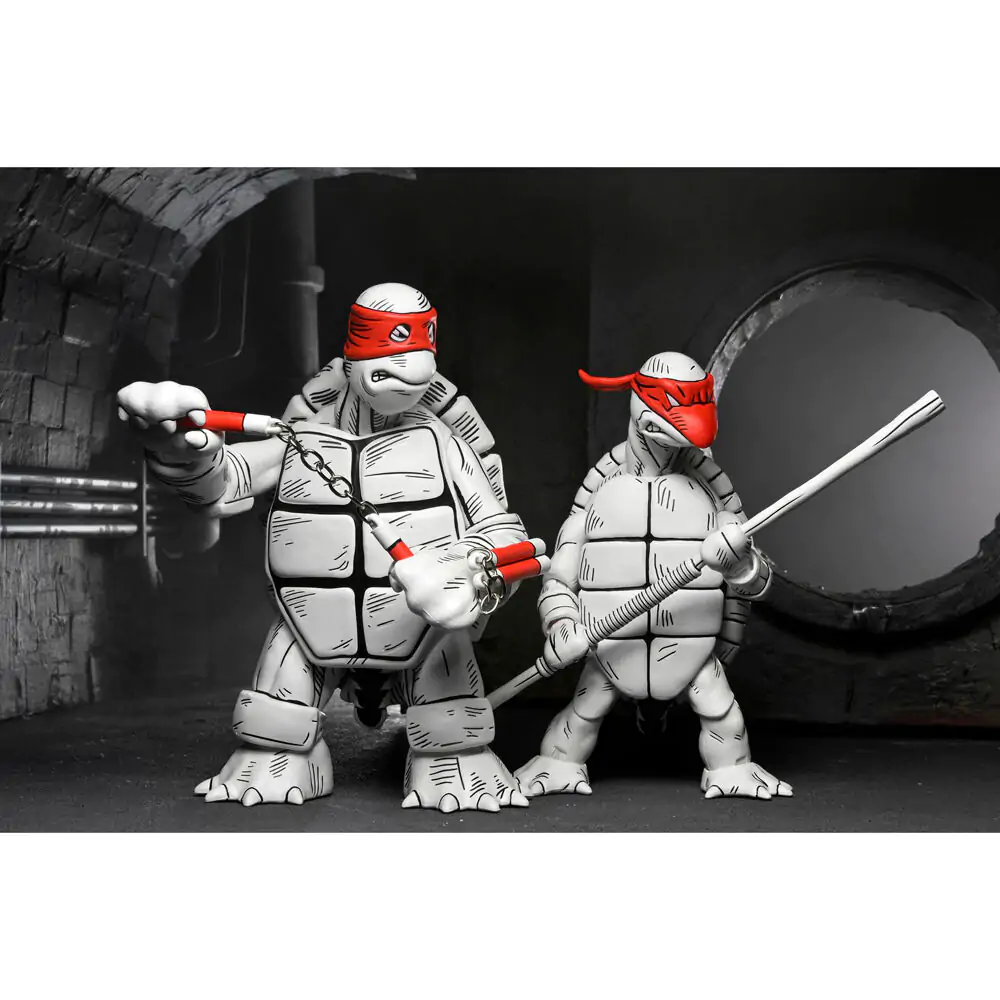 Ninja Turtles Teenage Mutant Ninja The Firts Turtles Black & White pachet 2 figurine 18cm poza produsului