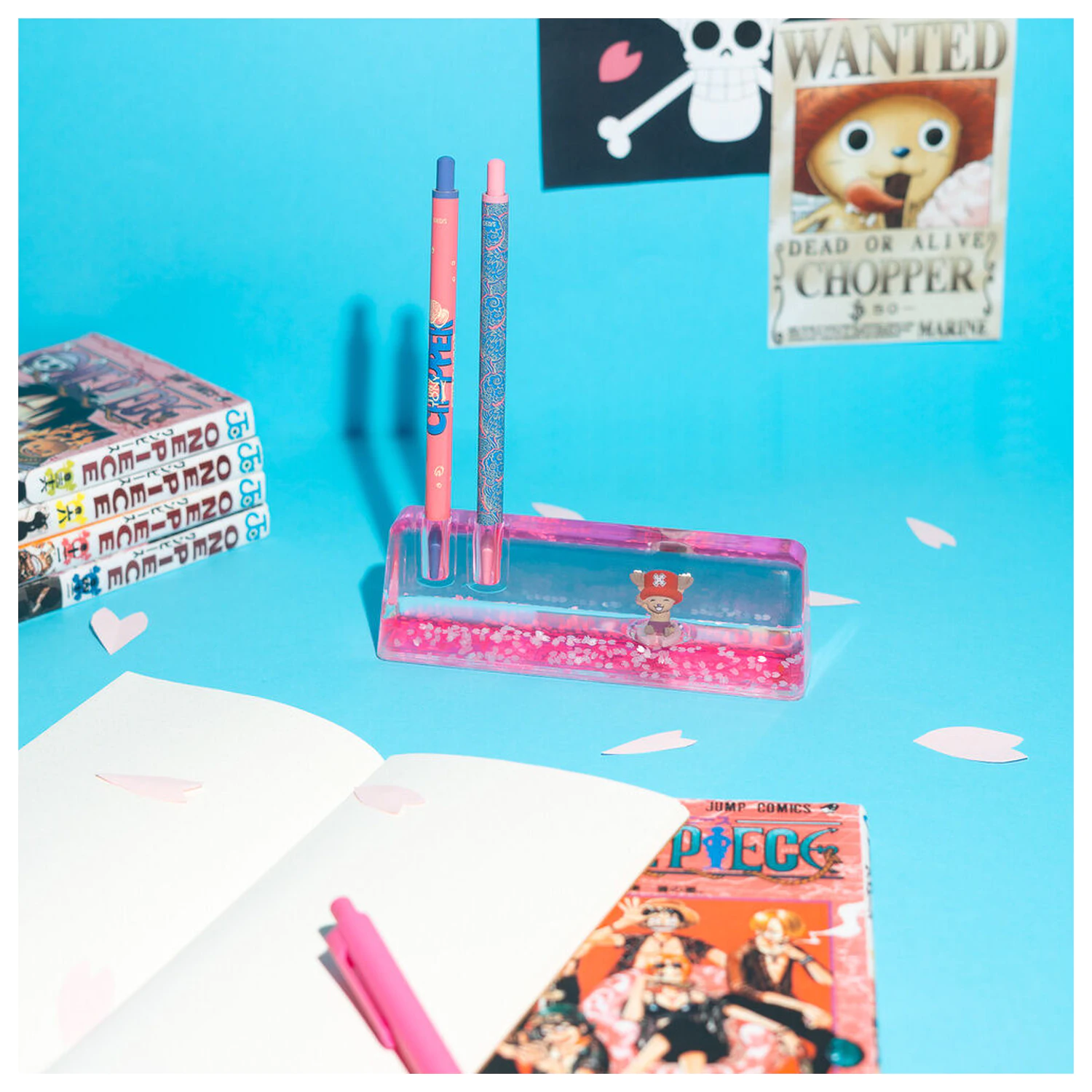 One Piece Chopper set de creioane, pixuri si suport acrilic poza produsului