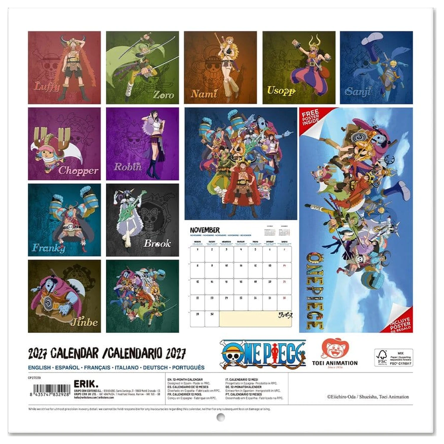 One Piece Calendar de perete 2027 30 x 30 cm poza produsului