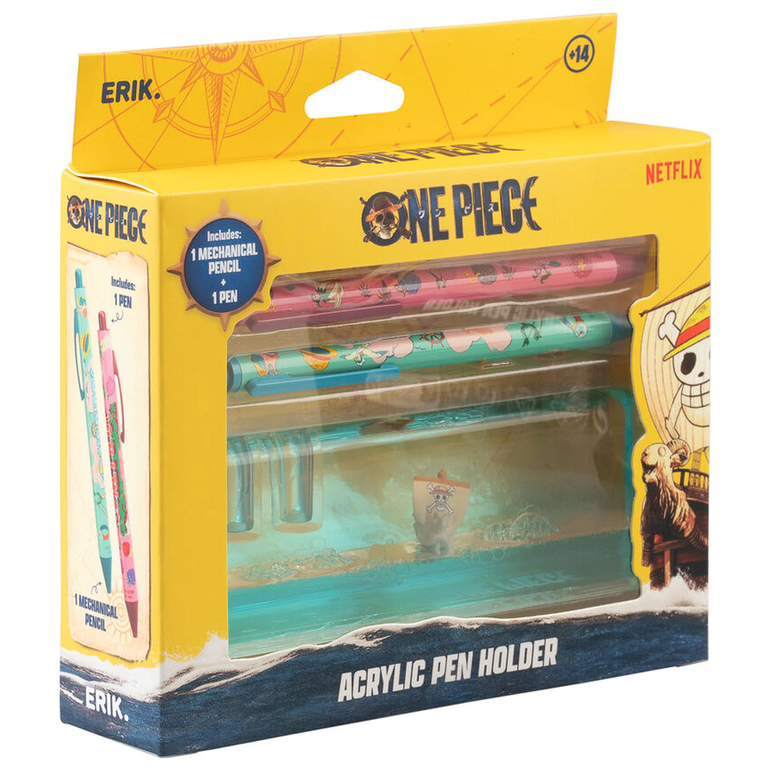 One Piece Going Merry set de creioane, stilouri si stand acrilic poza produsului