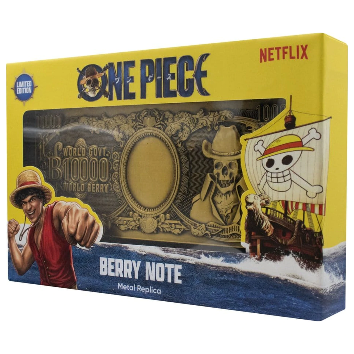 One Piece Replica 10,000 World Berry Metal Banknote 6 x 15 cm poza produsului