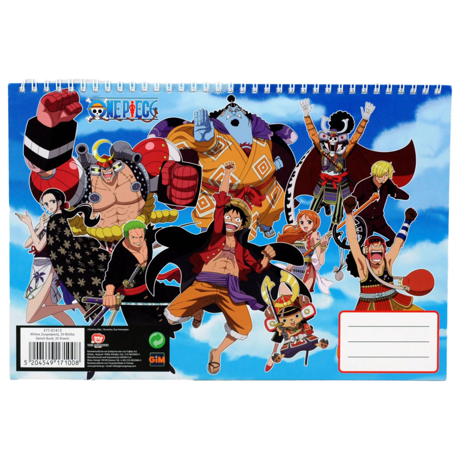 One Piece Team A/4 Spiral Sketchbook, 30 coli poza produsului