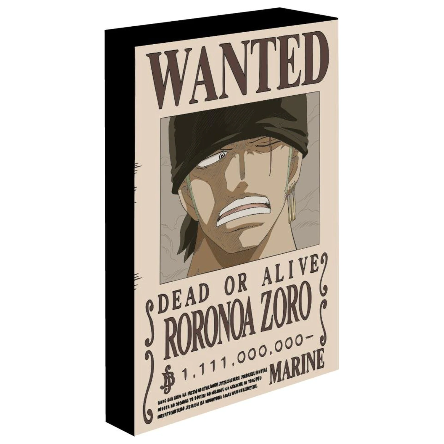 One Piece Zoro Wanted Light Canvas 40x30 cm poza produsului