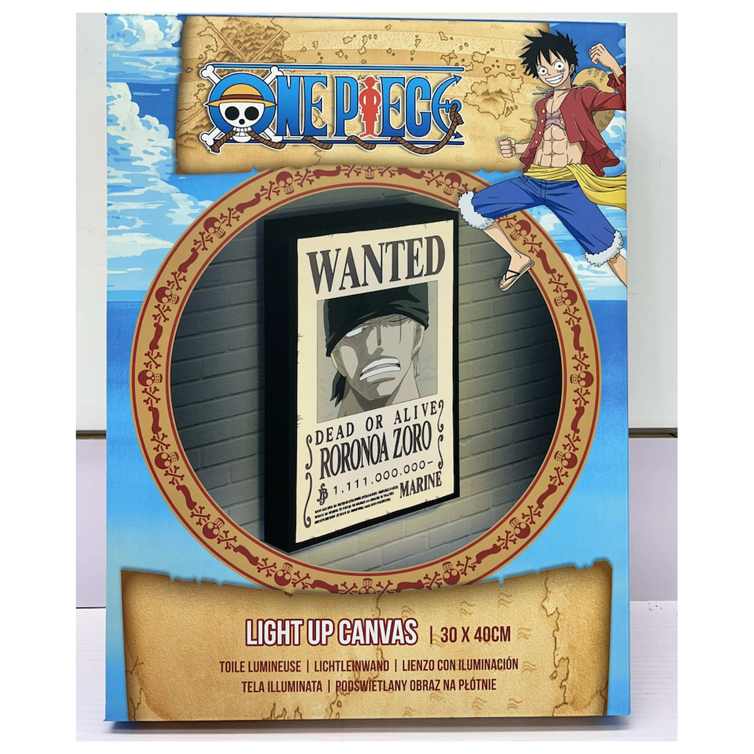 One Piece Zoro Wanted Light Canvas 40x30 cm poza produsului