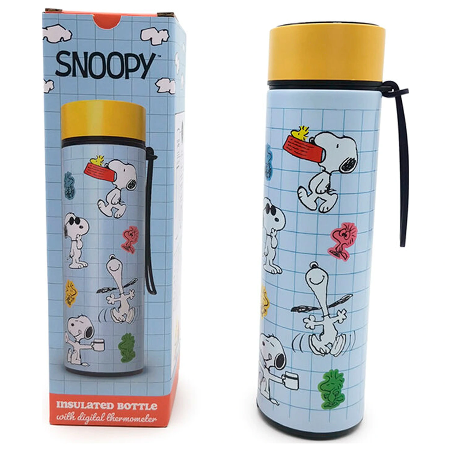 Peanuts Snoopy & Woodstock termos sticla otel inoxidabil cu termometru 450ml poza produsului