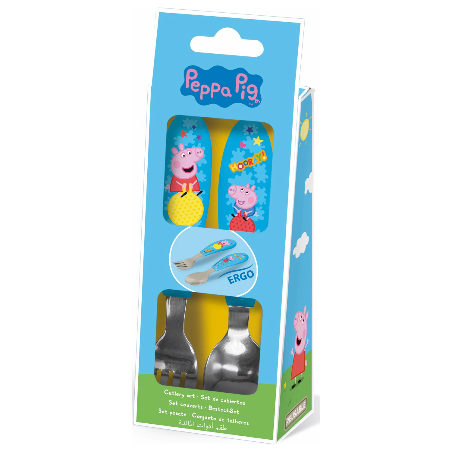Peppa Pig Hooray Metal Ergo Set Tacâmuri - 2 piese poza produsului