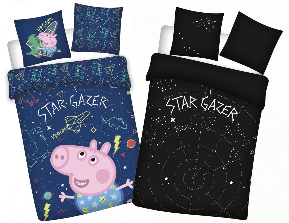 Set Husa Pilota Peppa Pig Glow in the Dark Kids 100x135cm, 40x60cm poza produsului